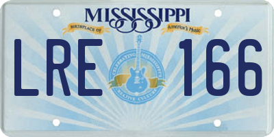 MS license plate LRE166