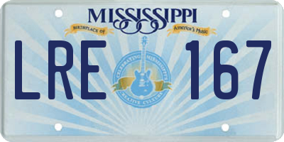 MS license plate LRE167