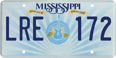 MS license plate LRE172