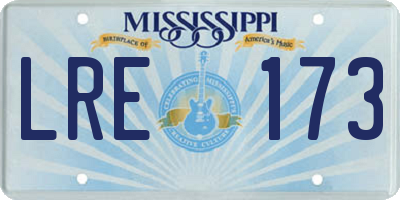 MS license plate LRE173