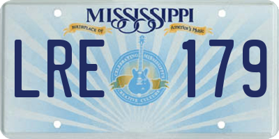 MS license plate LRE179