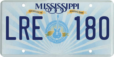 MS license plate LRE180