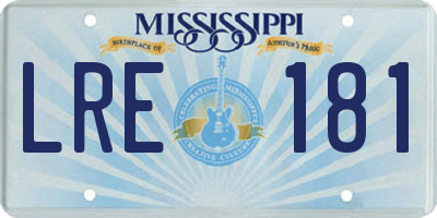 MS license plate LRE181