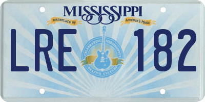 MS license plate LRE182