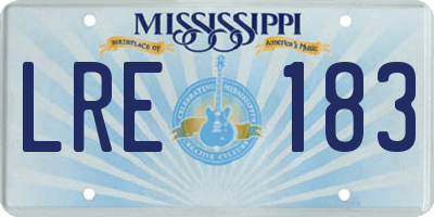 MS license plate LRE183