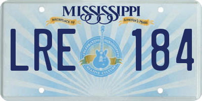 MS license plate LRE184