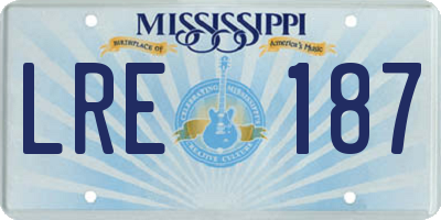 MS license plate LRE187