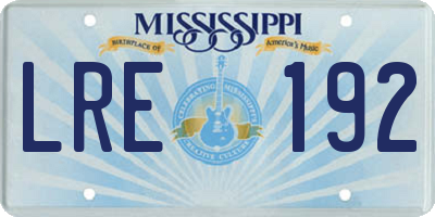 MS license plate LRE192
