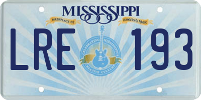 MS license plate LRE193