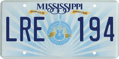 MS license plate LRE194