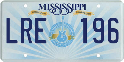 MS license plate LRE196