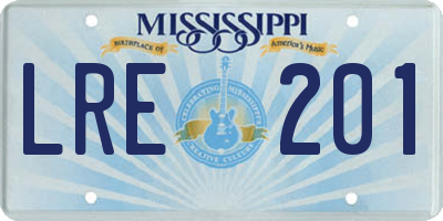 MS license plate LRE201