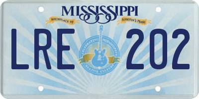 MS license plate LRE202