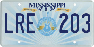 MS license plate LRE203