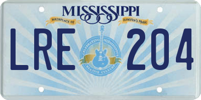 MS license plate LRE204