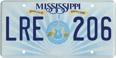 MS license plate LRE206