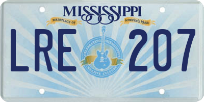MS license plate LRE207