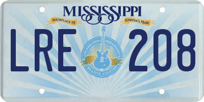 MS license plate LRE208