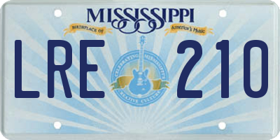 MS license plate LRE210