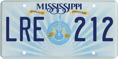MS license plate LRE212