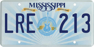 MS license plate LRE213