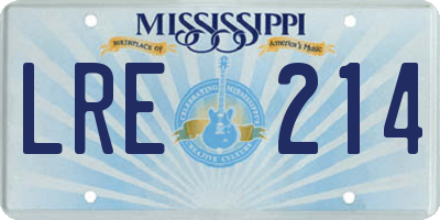 MS license plate LRE214