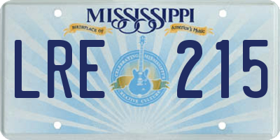 MS license plate LRE215