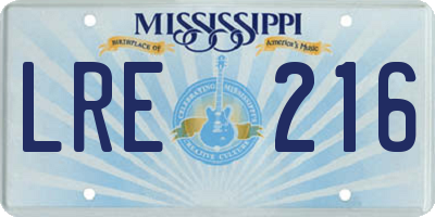MS license plate LRE216