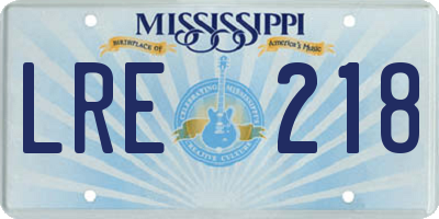 MS license plate LRE218