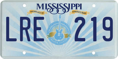 MS license plate LRE219