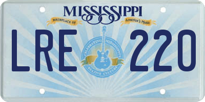 MS license plate LRE220