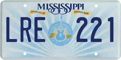 MS license plate LRE221