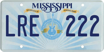 MS license plate LRE222