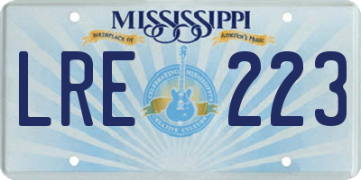 MS license plate LRE223