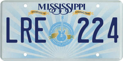 MS license plate LRE224