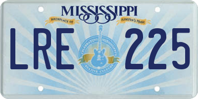 MS license plate LRE225