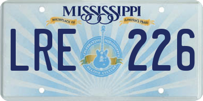 MS license plate LRE226