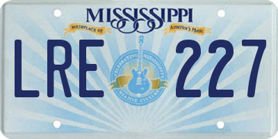MS license plate LRE227