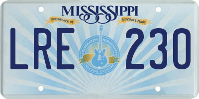 MS license plate LRE230