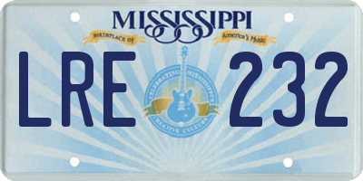 MS license plate LRE232