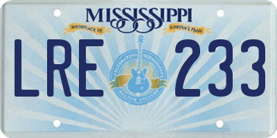 MS license plate LRE233