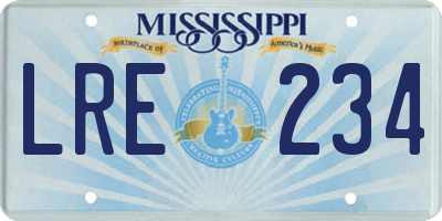 MS license plate LRE234