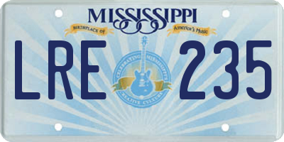 MS license plate LRE235