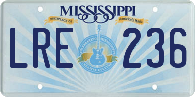 MS license plate LRE236