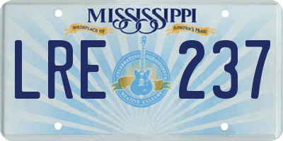 MS license plate LRE237