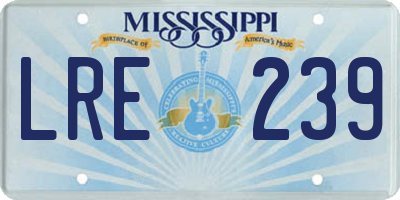 MS license plate LRE239