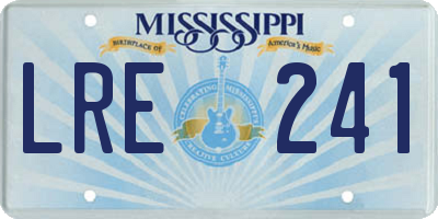 MS license plate LRE241