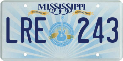 MS license plate LRE243