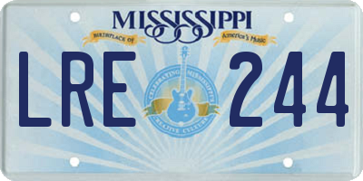 MS license plate LRE244