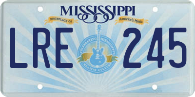 MS license plate LRE245